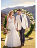 Strapless Sweetheart Neck Beaded Ivory Lace Tulle Buttons Back Wedding Dress